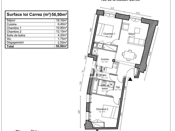 À vendre Appartement 3 pièces 54.93 m² - Nîmes 30000