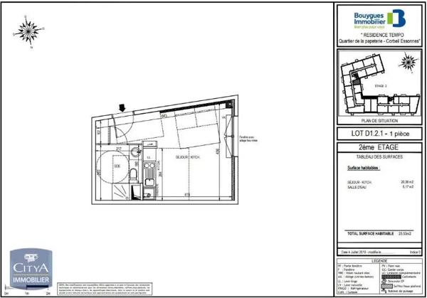 Appartement à louer 1 pièce 25.53m² Corbeil-Essonnes (91100)