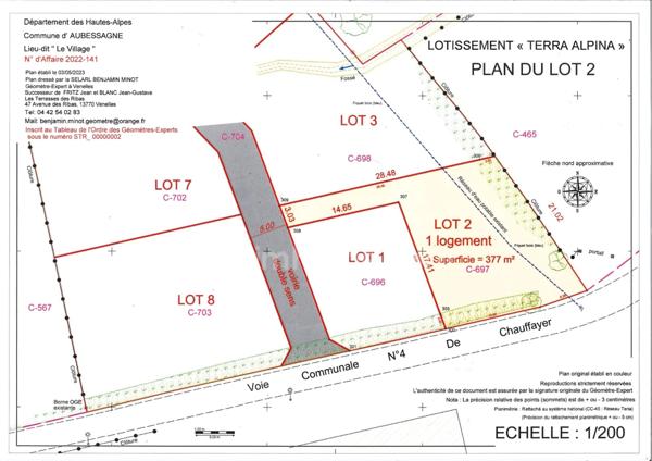 Terrain viabilisé à Chauffayer – Lot N°2 – 377 m²