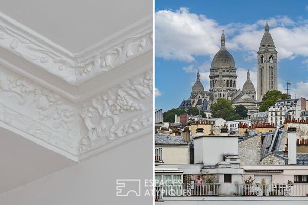 Appartement traversant en étage élevé avec balcon et vue Sacré-Coeur