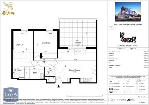 Location appartement 3 pièces de 65.32m²