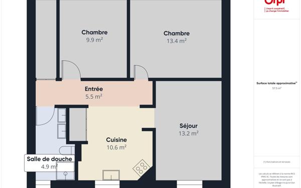 Appartement à vendre    3 pièces • 57,45 m2 Chambéry