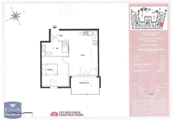 Appartement à louer 2 pièces 37.92m²