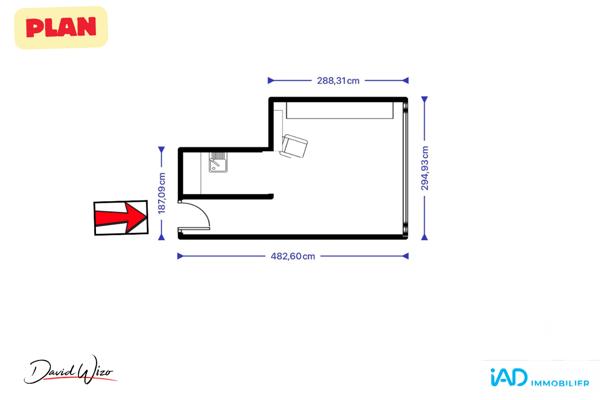 Studio à vendre 12,25 m² Sceaux