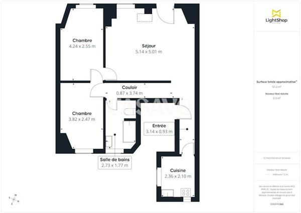 Vente Appartement 3 pièces de 57m² - 75015 Paris