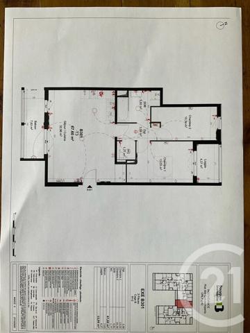 Appartement F3 à vendre  3 pièces - 67,60 m 2   ORLY  - 94