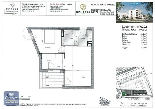 Appartement à louer 2 pièces 45.9m²