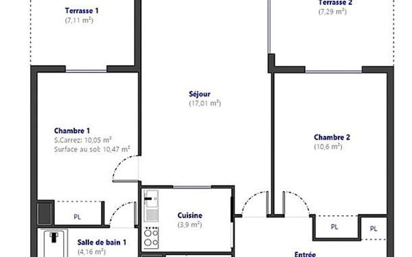 Appartement à vendre    3 pièces • 53,34 m2 Cannes