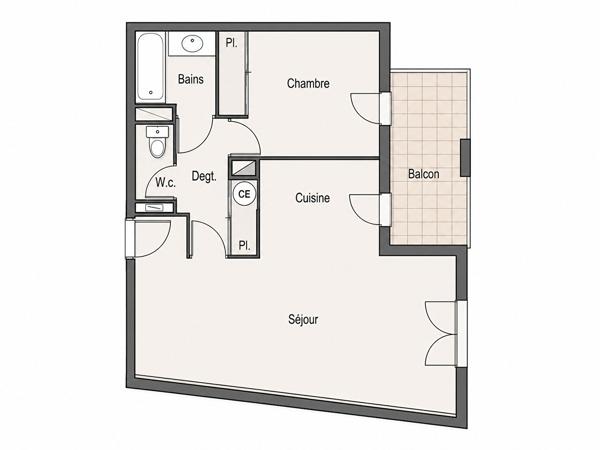 Fonsorbes - Centre-ville - Appartement T2 de 48,15m2 rénové et climatisé en dernier étage , Fonsorbes