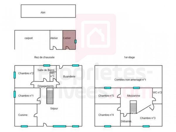 Caro 56140 - Maison en pierre 6 pièces 160 m2, 2 chambres/rdc