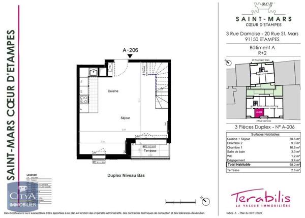 Appartement à louer 3 pièces 58m²