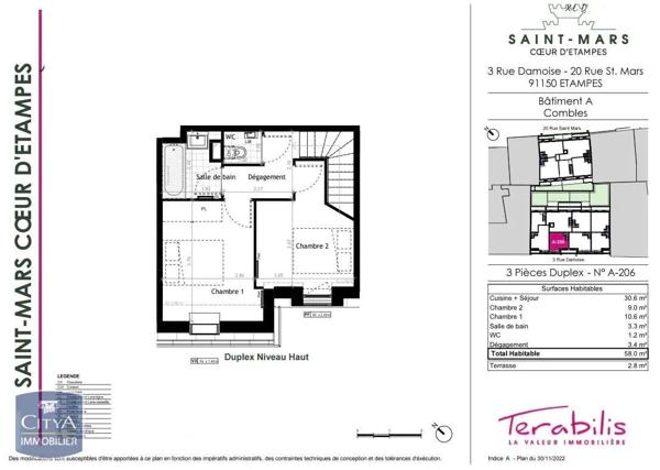 Appartement à louer 3 pièces 58m²