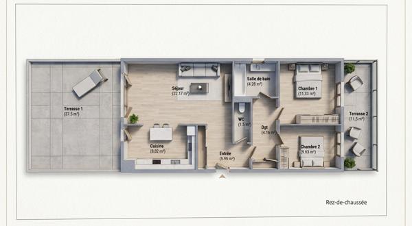 Appartement 3 pièces 68 m2