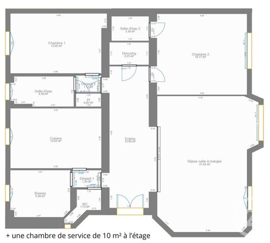 Appartement F5 à vendre  5 pièces - 124,64 m2 PARIS - 75014