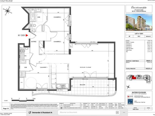 Location Appartement 4 pièces 89.4 m² - Clichy 92110