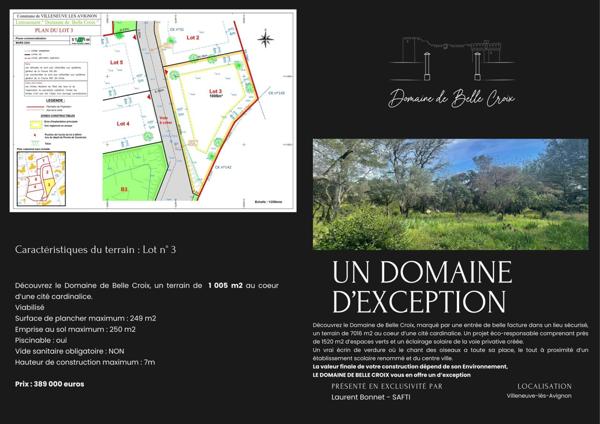 Exceptionnel terrain au "Domaine de Belle Croix"