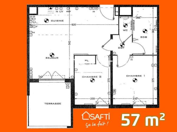 Appartement  T3 de 2014 avec 2 places de parkings couverte