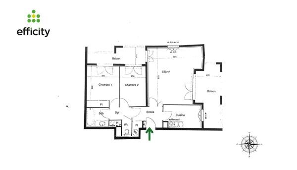 Appartement 3 pièces - 67 m² Exclusivité efficity