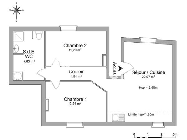 Location Appartement 3 pièces 58.77 m² - 1 RUE DE L'EGLISE Canet D'aude 11200