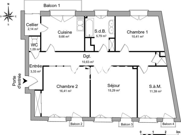 Location Appartement 4 pièces 86.14 m² - 10 RUE RENE BYE Tarbes 65000
