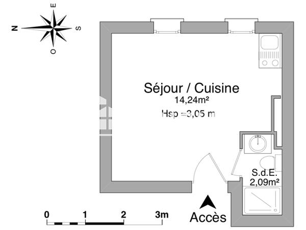 Location Studio 16.33 m² - 124 COURS LIEUTAUD Marseille Cedex 06 13006