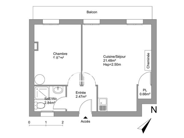 Location Appartement 2 pièces 37.32 m² - 58 RUE NAU Marseille 13006