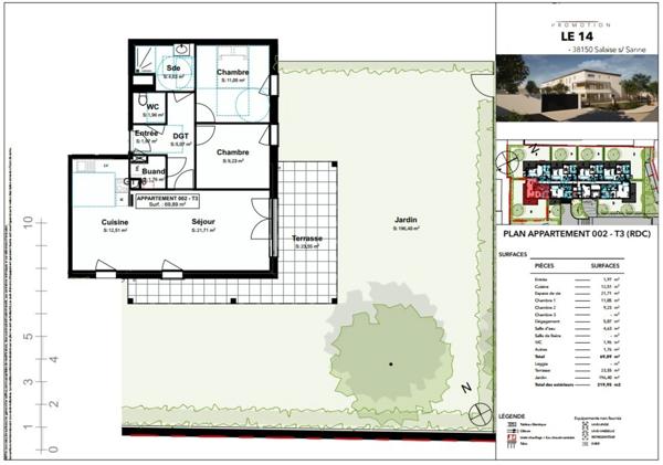 appartement à vendre 3 pièces SALAISE SUR SANNE (38)