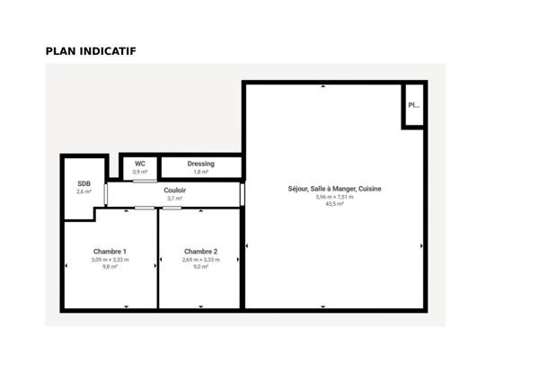 Appartement à vendre 3 pièces 73 m² La Madeleine