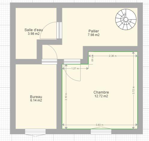 Maison de ville - 60 m² - 1 chambre et 1 bureau
