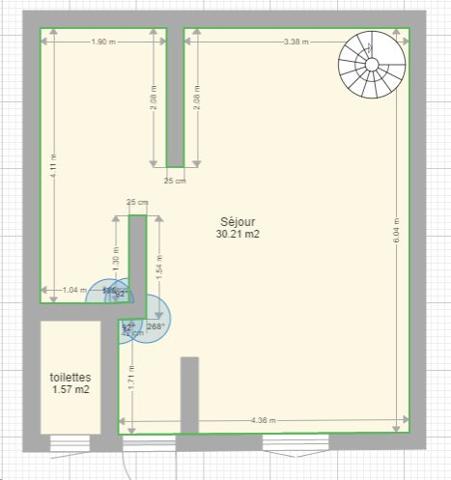 Maison de ville - 60 m² - 1 chambre et 1 bureau