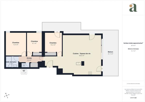 RARE: Charmant appartement de 85m² avec vue dégagée et terrasse de 31,78m² Jas de Bouffan Aix-en-Provence