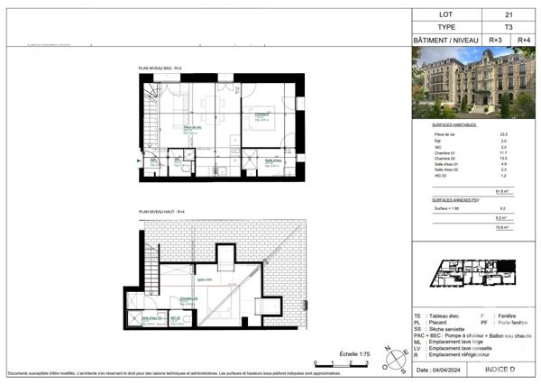 Appartement T3 à vendre  3 pièces - 61,60 m2 ARCACHON - 33