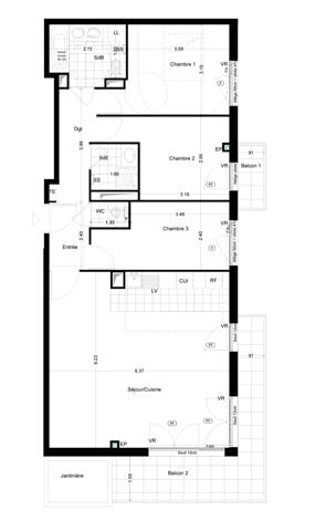 Appartement
         4 pièces
        - 90 m² Exclusivité 570 000 € *