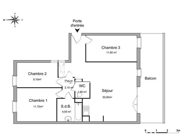 Location Appartement 4 pièces 70.9 m² - 99 RUE JEAN DAUSSET Montfavet 84140
