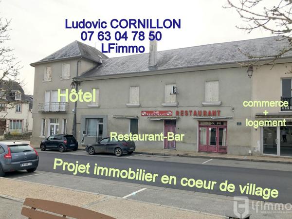 Immeuble à rénover: Hôtel-Restaurant, boucherie avec appartement.