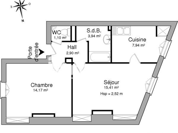 Location Appartement 2 pièces 45.46 m² - 41 RUE D'ORLEANS Saumur 49400