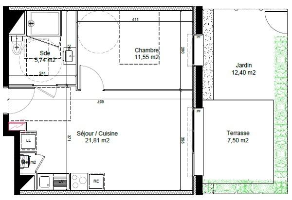 Appartement Chartres 39.5 m²