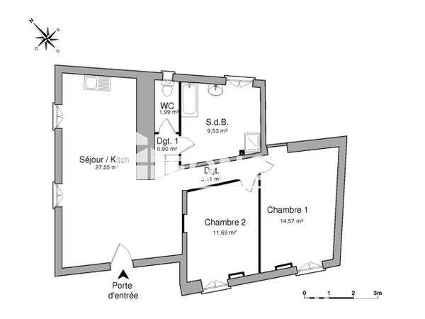 Location Maison 3 pièces 69.34 m² - 2 RUE DE L'ABREUVOIR Guiry En Vexin 95450