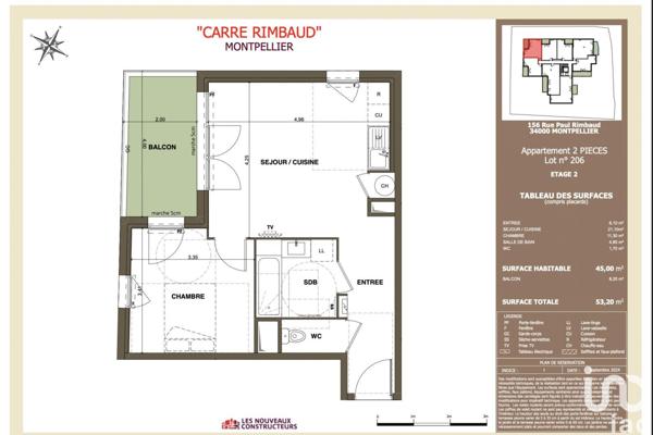 Appartement à vendre 2 pièces 45 m² Montpellier