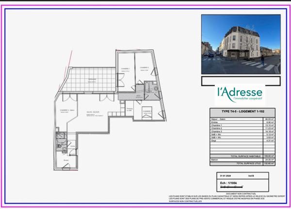 APPARTEMENT T5/6 108M² AVEC TERRASSE ET PARKING