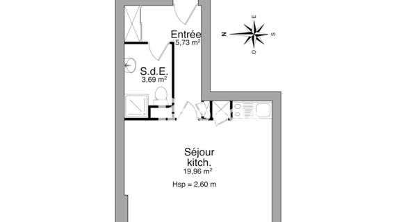 Location Studio 29.38 m² - Clermont-ferrand 63000