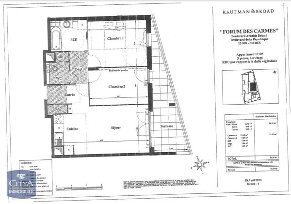 Appartement à louer 3 pièces 56.77m²