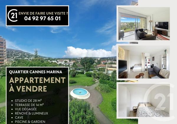 Appartement F1 à vendre  1 pièce - 29,38 m 2   MANDELIEU LA NAPOULE  - 06