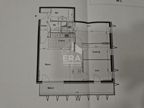 Appartement Paris 3 pièces de 77.50m2 avec balcon de 13m²