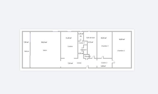 Appartement T3 de 99m2 de surface habitable avec grand balcon et une cave