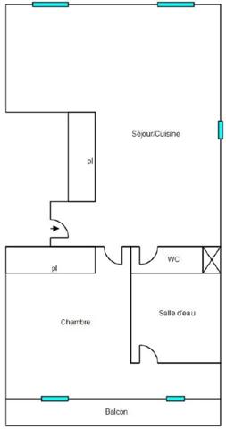 En exclusivité Appartement T2 39.93m² - Secteur Plage Les Sablettes - La Madrague Montredon 13008 MARSEILLE