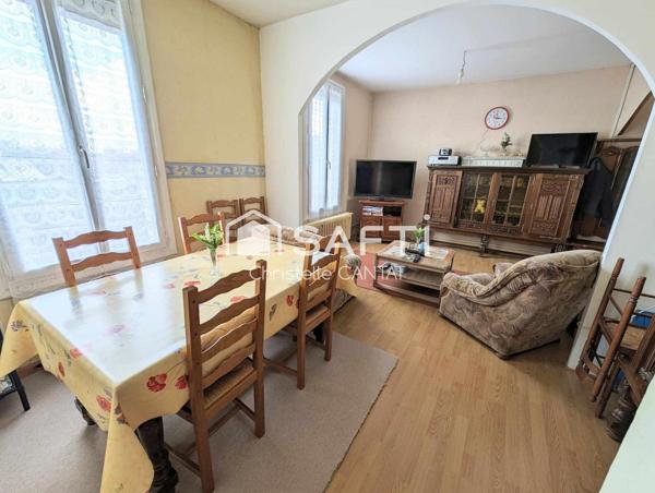 Appartement F3, 61m², garage, jardin