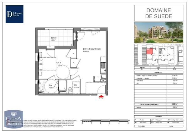 Appartement à louer 2 pièces 40m²