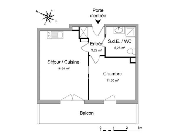 Location Appartement 2 pièces 38.21 m² - 22 RUE COPERNIC Lille 59000