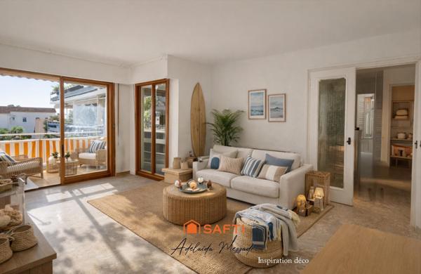 Bel appartement 2 pièces lumineux avec balcons, à 10 min de la plage à Cannes-la-Bocca, idéal résidence principale ou secondaire.